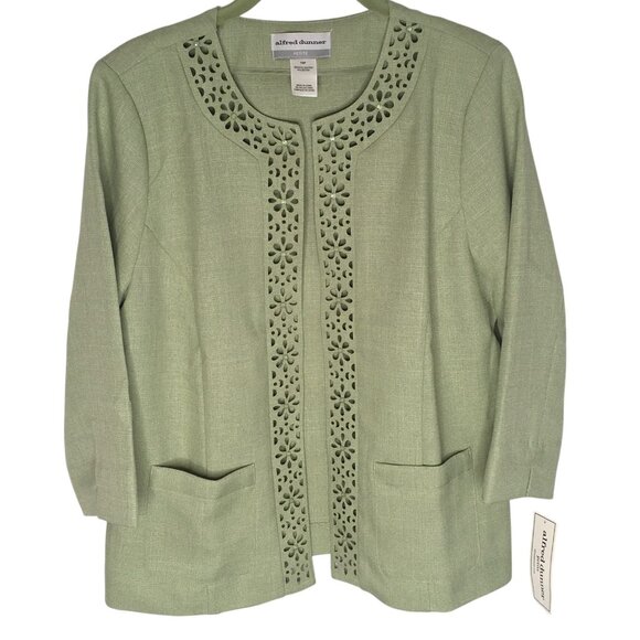 Alfred Dunner Jacket Womens 10P Petite Southampton Floral Trim Blazer Blouse - Picture 1 of 14